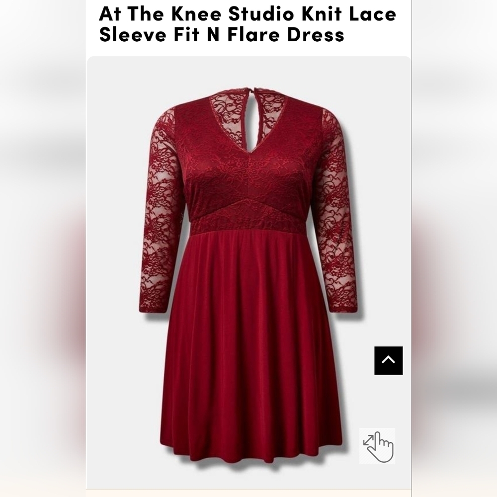 Torrid Studio Knit Lace Fit N Flare Dress, rhubarb plus size 1x